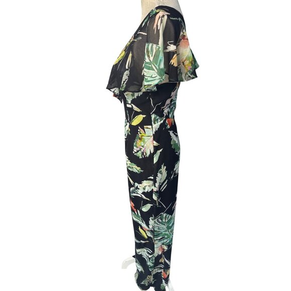 Adelyn Rae Womens Floral Print V Neck Short Sleeve Jumpsuit S - Picture 2 of 13